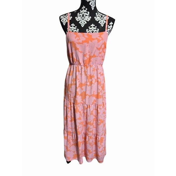 Social Standard By Sanctuary Dresses & Skirts - Social Standard By Sanctuary Womens Pink & Orange Floral Midi Dress M